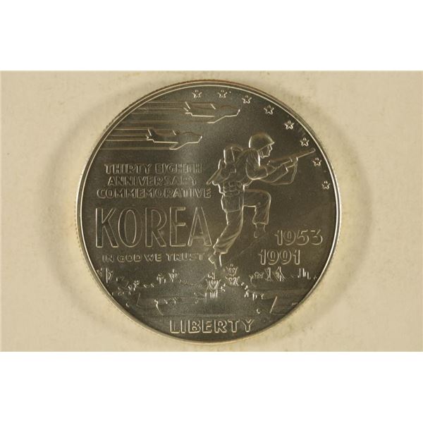 1991-D KOREA UNC US SILVER DOLLAR IN HARD CAPSULE