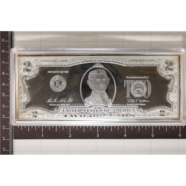 $2 SILVER PF .999 BAR BY THE WASHINGTON MINT IS A