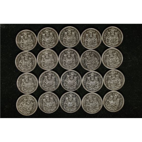20-1968 CANADA BRILLIANT UNC 50 CENT COINS