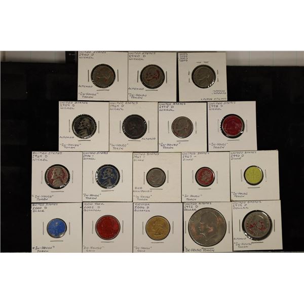 17 US COINS "OLD IN HOUSE TOKENS"  10 JEFFERSON