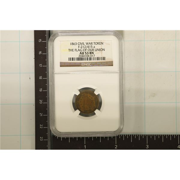 1863 CIVIL WAR TOKEN F-2 12/415A "THE FLAG OF OUR