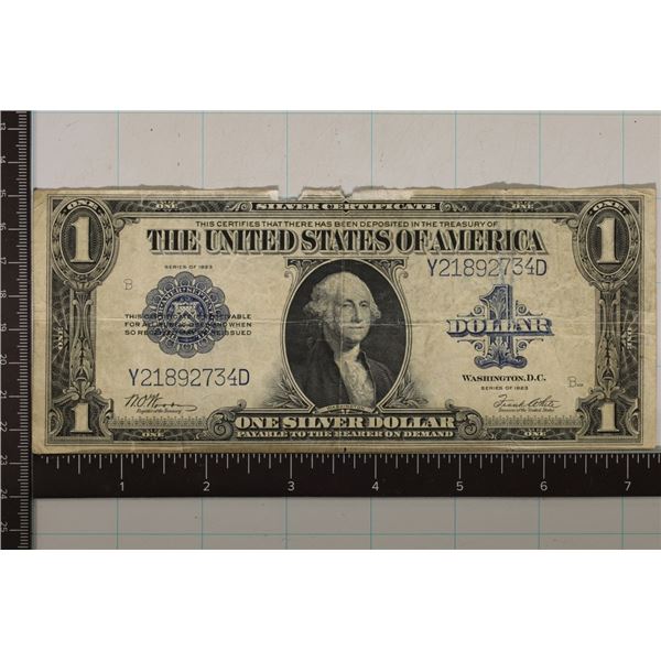 1923 US $1 LARGE SIZE SILVER CERT. BLUE SEAL