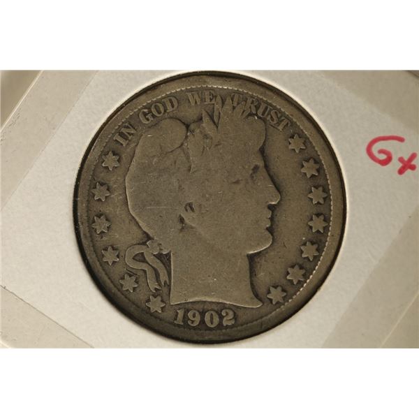 1902 SILVER BARBER HALF DOLLAR