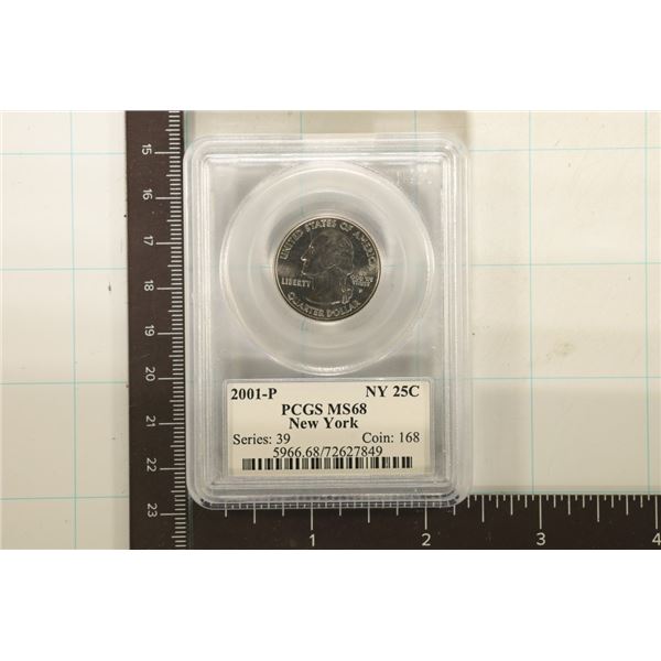 2001-P NEW YORK QUARTER PCGS MS68