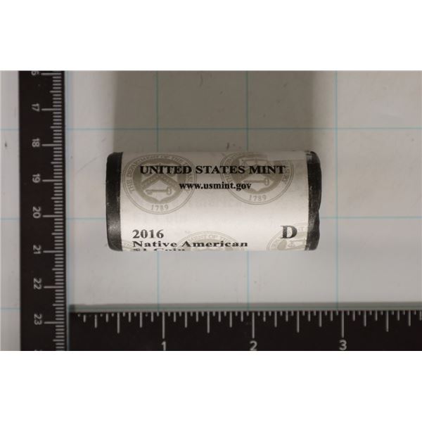 2016-D SOLID DATE $25 ROLL OF BU NATIVE AMERICAN