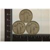 Image 1 : 3 SILVER STANDING LIBERTY QUARTERS. NO DATES