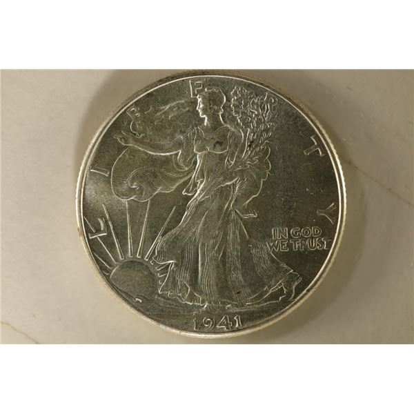 1941 SILVER WALKING LIBERTY HALF DOLLAR. BU