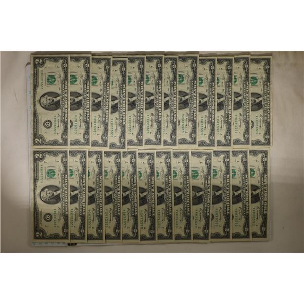 24-1976 US $2 FRN'S CRISP UNC WITH CONSECUTIVE
