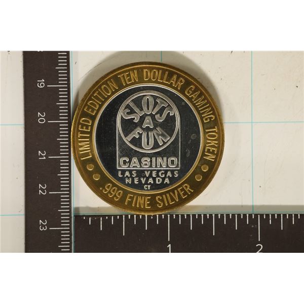 CASINO $10 SILVER TOKEN (UNC) SLOTS A FUN CASINO