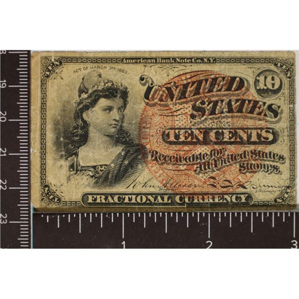1863 10 CENT US FRACTIONAL CURRENCY SMALL