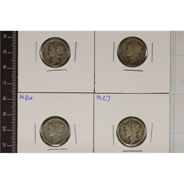 1924, 25, 26 & 1927 SILVER MERCURY DIMES