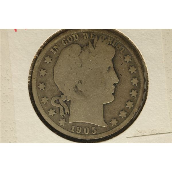 1905 SILVER BARBER HALF DOLLAR