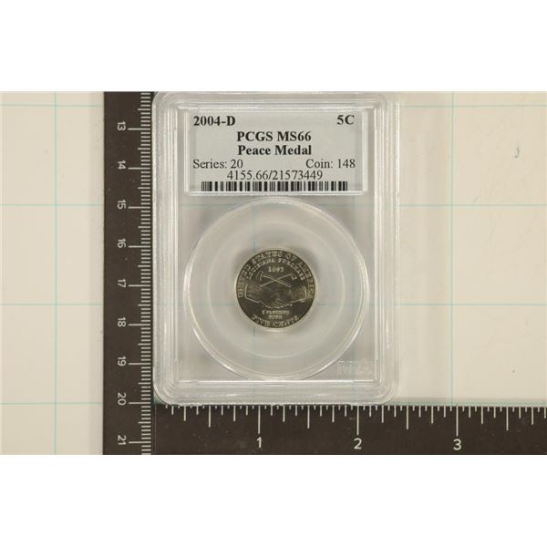 2004-D PEACE MEDAL NICKEL PCGS MS66 SERIES 20
