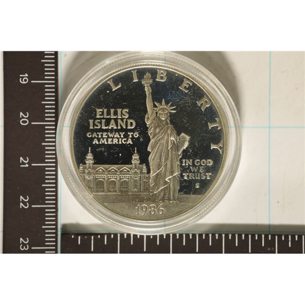 1986-S US PROOF SILVER "LIBERTY" DOLLAR IN HARD