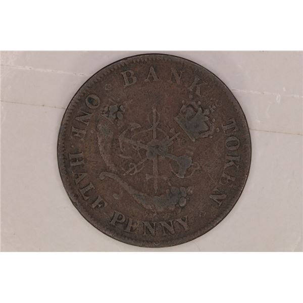1857 BANK OF UPPER CANADA 1/2 PENNY BANK TOKEN