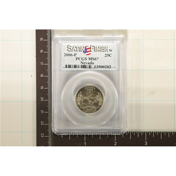 2006-S NEVADA QUARTER PCGS MS67 SATIN FINISH