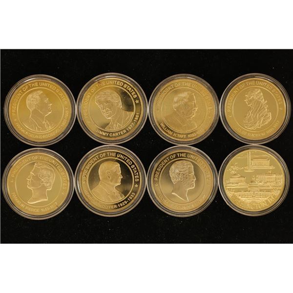 8 PRESIDENTIAL SOUVENIR PF TOKENS 1 1/2" IN HARD