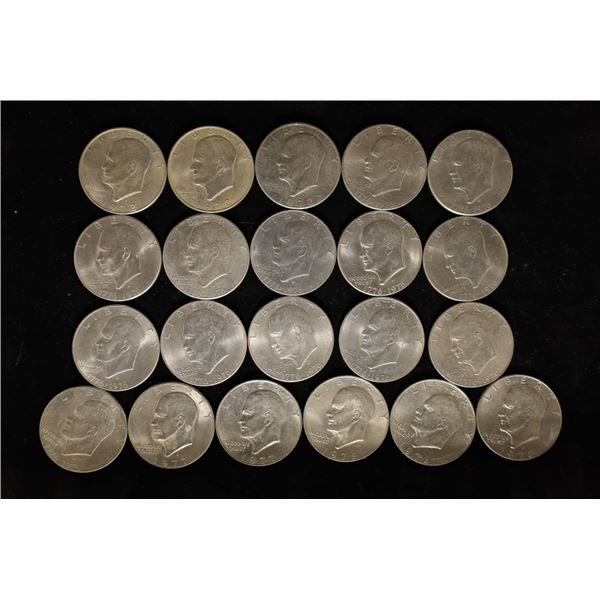 21 ASSORTED IKE AU/UNC DOLLARS: 1972-1978. 12 OF