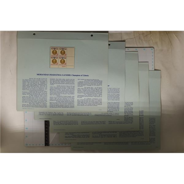 5 BLOCKS OF 4 US UNCANCELLED POSTAGE STAMPS ON