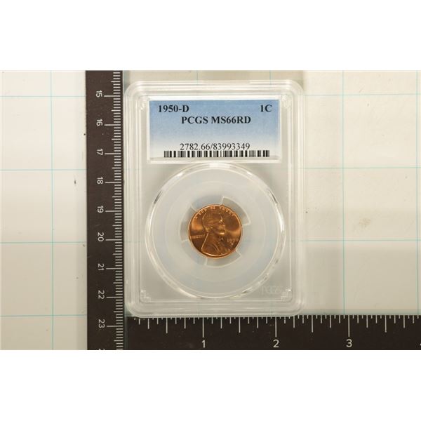 1950-D LINCOLN WHEAT CENT PCGS MS66RD