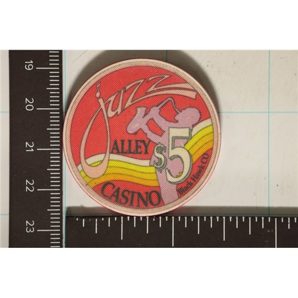 $5 JAZZ ALLEY CASINO CHIP. BLACKHAWK, COLORADO