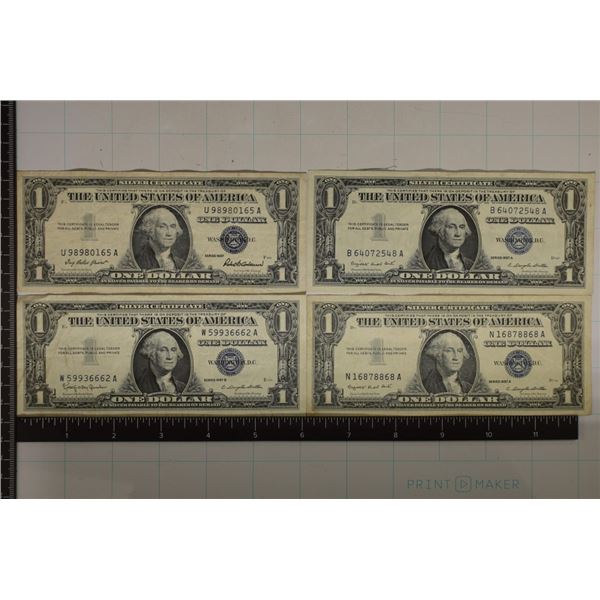 1957, 2-1957-A & 1957-B US $1 SILVER CERTS BLUE