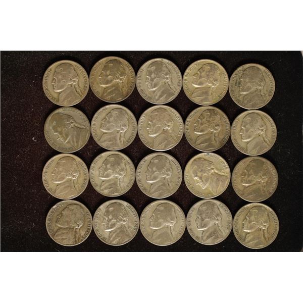20 ASSORTED 35% SILVER JEFFERSON WAR NICKELS