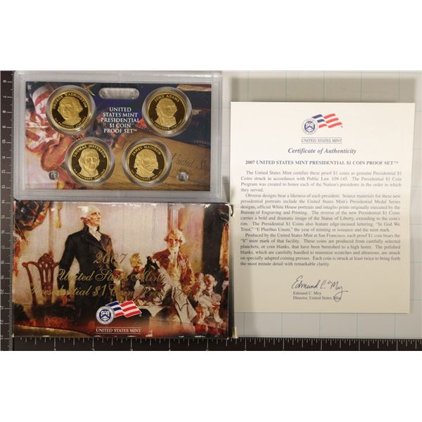 2007 US PRESIDENTIAL DOLLAR 4 COIN PF SET WITH BOX