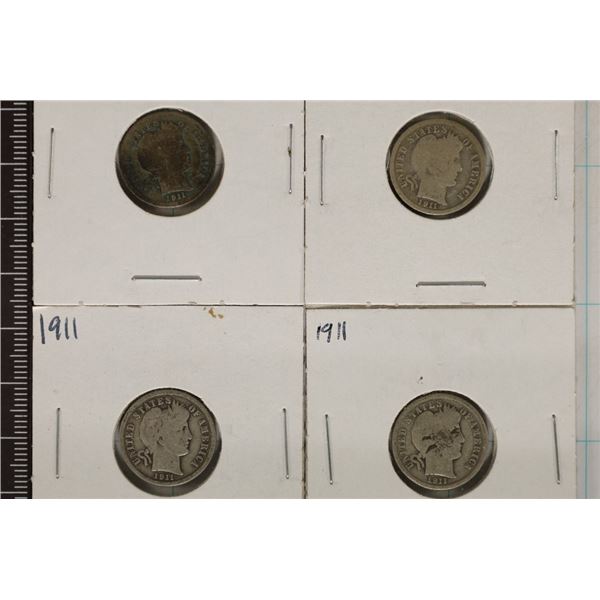 4-1911 SILVER BARBER DIMES