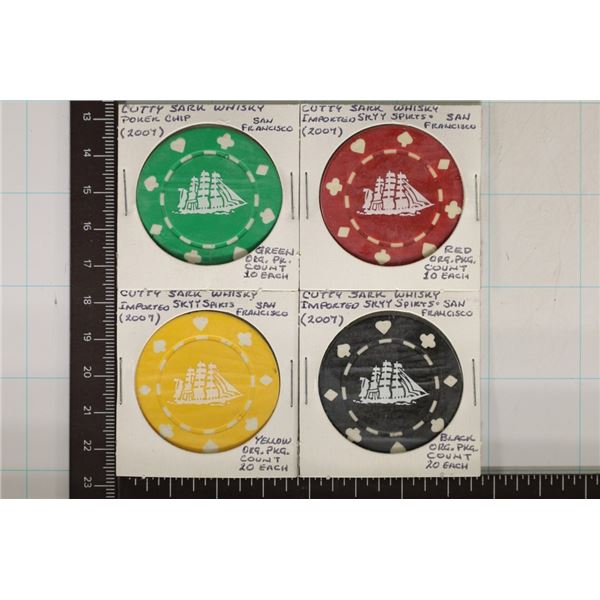 4-2007 CLAY CUTTY SHARK WHISKEY POKER CHIPS