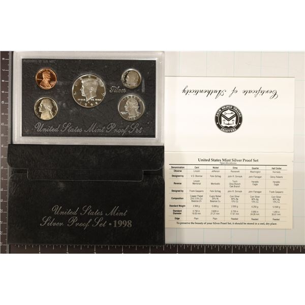 1998 US SILVER PROOF SET (WITH BOX) & WITH CERT