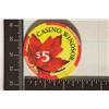 Image 2 : $5 CASINO NORTHERN BELLE CASINO CHIP WINDSOR,