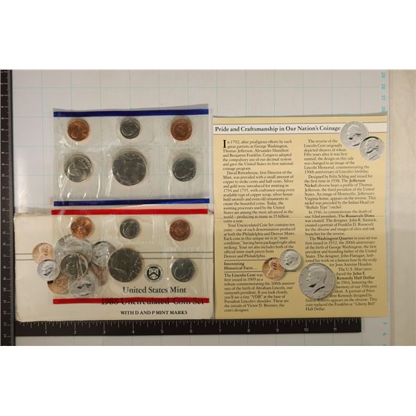 1988 US MINT SET (UNC) P/D (WITH ENVELOPE) AND