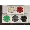 Image 1 : 5 FABULOUS LAS VEGAS CLAY CASINO CHIPS: 1-$1, 1-$5