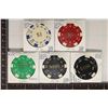 Image 2 : 5 FABULOUS LAS VEGAS CLAY CASINO CHIPS: 1-$1, 1-$5