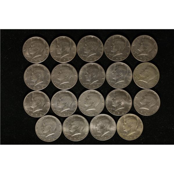 19 ASSORTED JFK HALF DOLLARS: 1972-1979