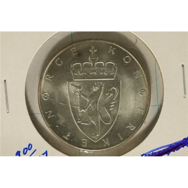1964 NORWAY SILVER BU 10 KRONOR .5787 OZ. ASW