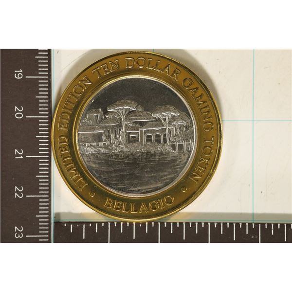 CASINO $10 SILVER TOKEN (UNC) BELLAGIO, LAS VEGAS