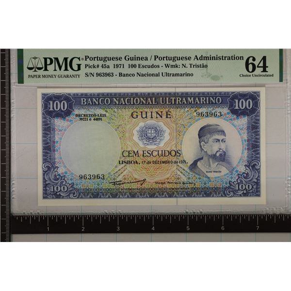 1971 PORTUGUESE GUINEA 100 ESCUDOS PMG CHOICE