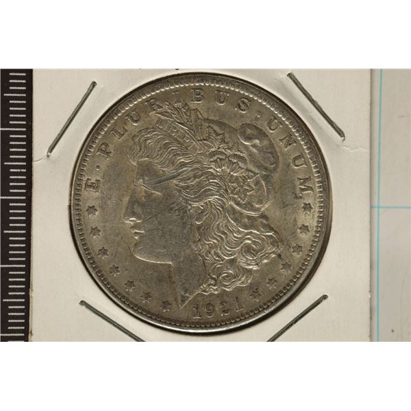 1921 MORGAN SILVER DOLLAR SCRATCHED OBVERSE AU