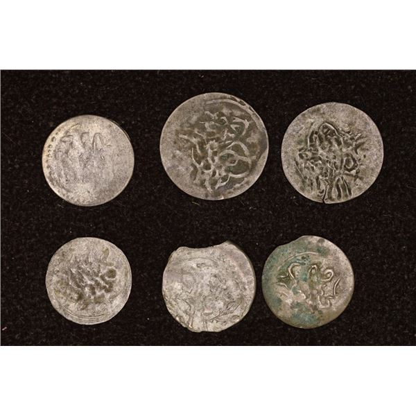 6 SILVER DIME SIZED OTTOMAN EMPIRE PARA COINS: