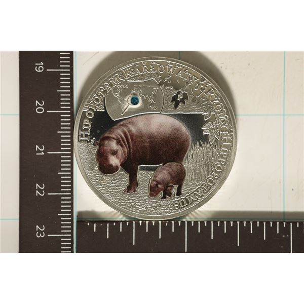 SILVER PLATED 2014 ZAMBIA PROOF 1000 KWACHA COIN