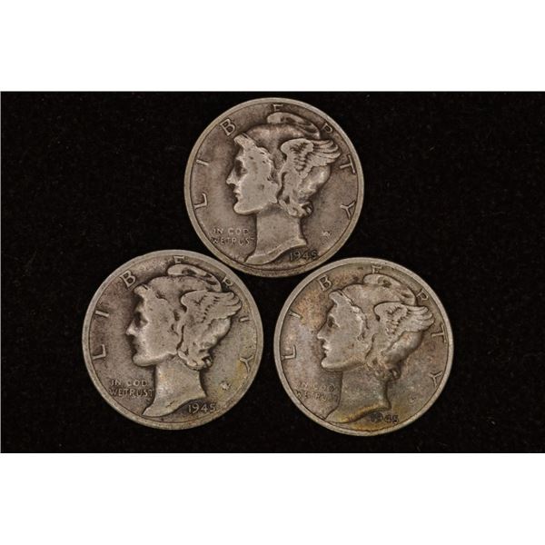 1945-P/D/S SILVER MERCURY DIMES