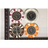 Image 2 : 4-$1 PLASTIC CASINO CHIPS WITH METAL INSERTS: