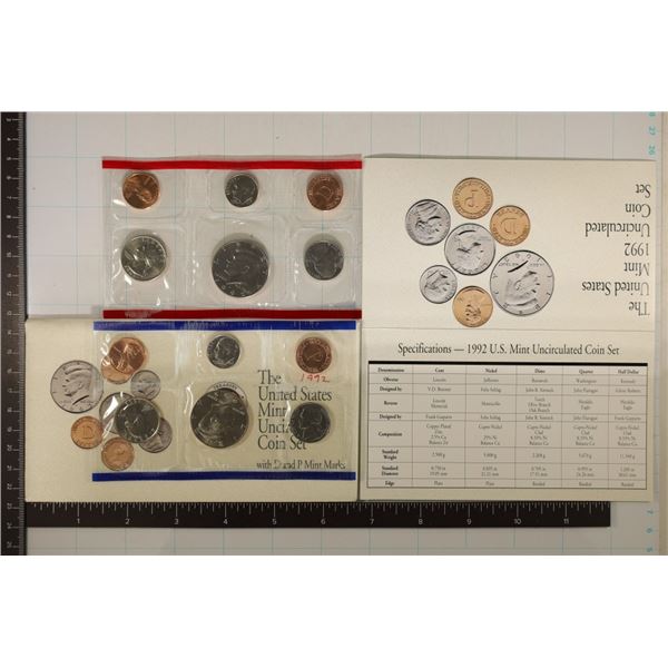 1992 US MINT SET (UNC) P/D (WITH ENVELOPE) AND