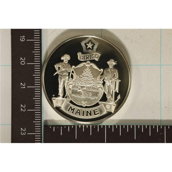 1.15 OZ. PROOF STERLING SILVER "MAINE" ROUND IN