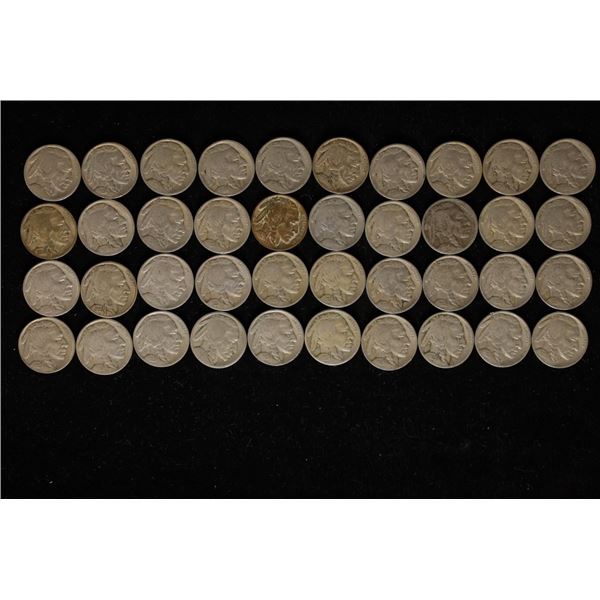 40 ASSORTED FULL DATE BUFFALO NICKELS: 5-1919, 7-