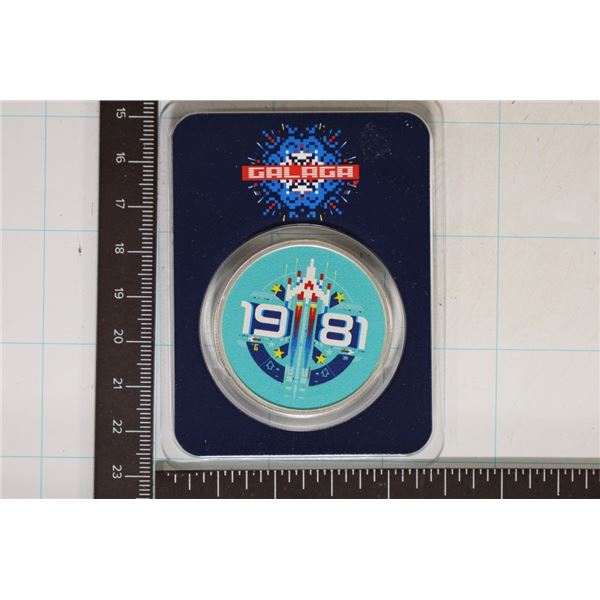 1 TROY OZ .999 FINE SILVER 1981 GALAGA UNC ROUND