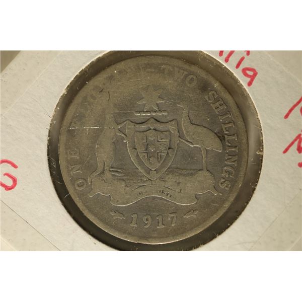 1917-M AUSTRALIA SILVER 2 SHILLINGS .3342 OZ. ASW