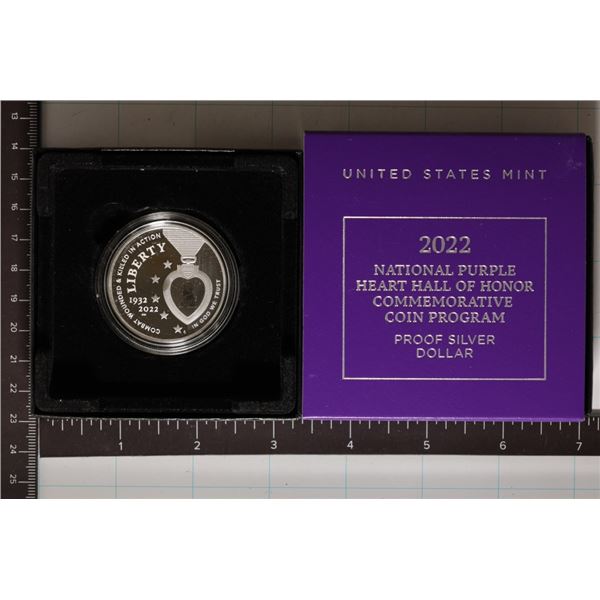 2022-W US PROOF SILVER $1 "NATIONAL PURPLE HEART